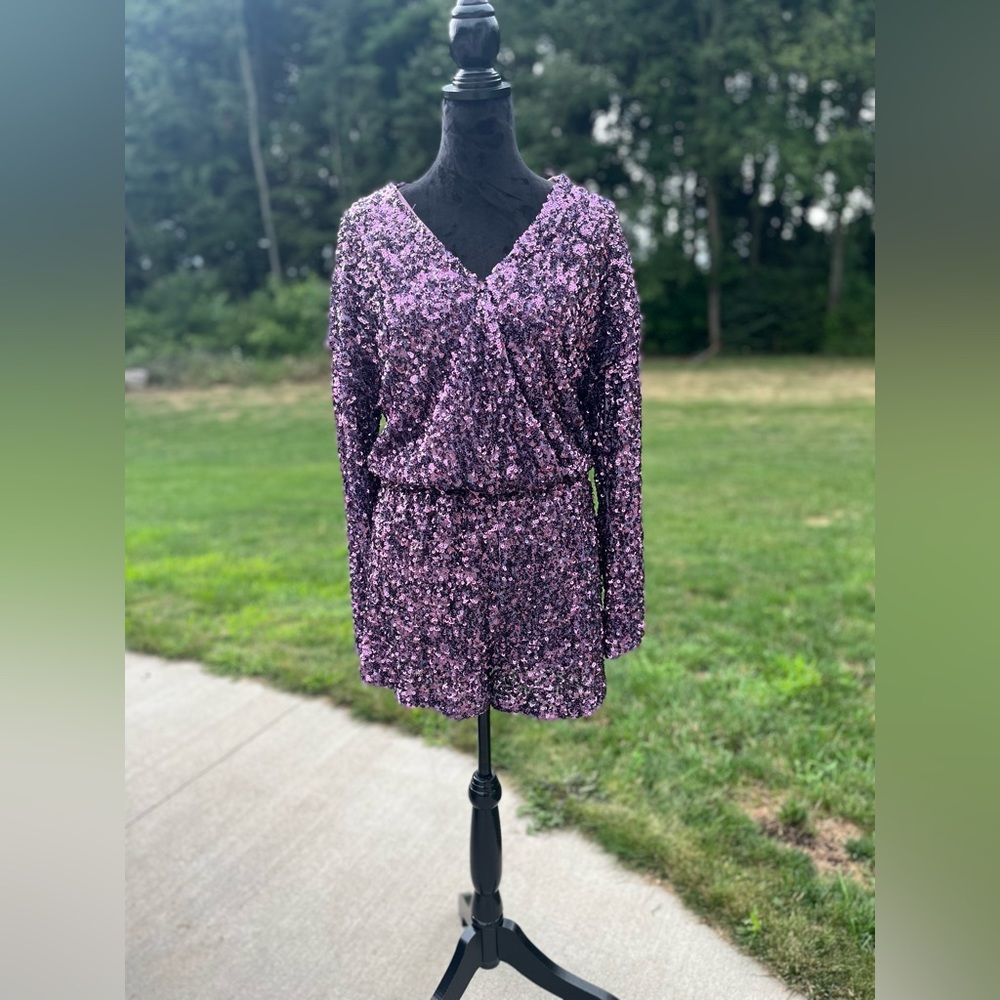 NWT. Boutique Sequin Romper. Size M